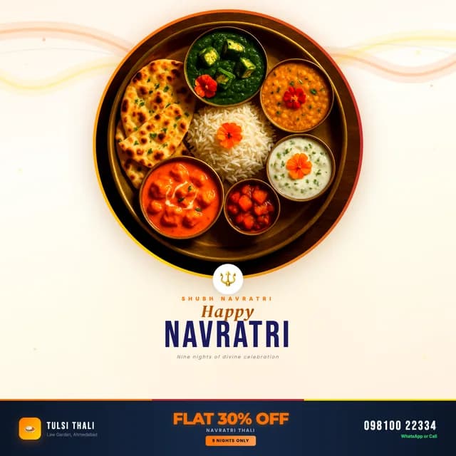 Navratri post for a thali restaurant with a festive offer